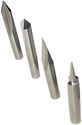 FOOS - Engraving CNC Wood Carving Router Bit Set - 4pcs - Solid Carbide - 1/4” Shanks - Veteran Owned = Profile + Carving Liner + 2 V Groove USA Veteran Owned