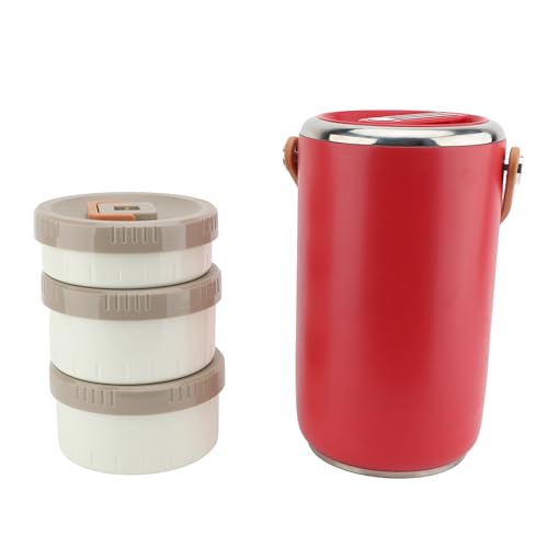 Termo para comida hermético de acero inoxidable con 3 niveles apilables 6