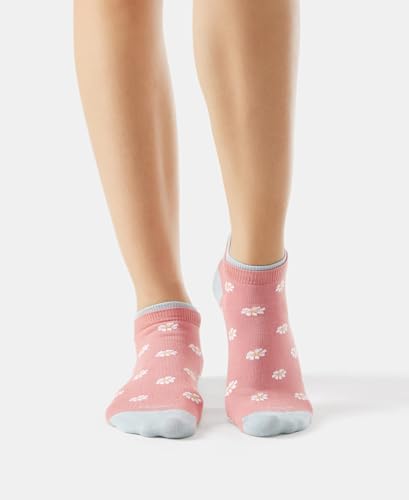 Jockey 7480 Women's Compact Cotton Stretch Low Show Printed Socks with Stay Fresh Treatment (Pack of 2)_Niagara Mist & Brandied Apricot_FREE SIZE - Image 2 thumbnail
