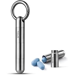 TISUR Small Keychain Pill Holder, Titanium Pill Case Waterproof Pill Fob for Travel Purse Pocket, Portable Pill Container Box Pill Organizer Tube