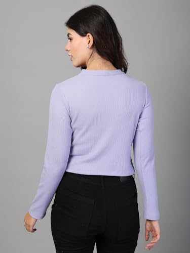 Image of Rigo Casual Wear V Neck Rib Knit Top for Women | Slim Fit Long Sleeves Western Tops for Women
