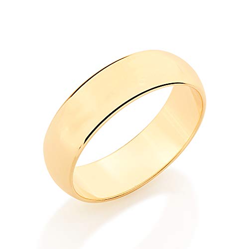 Aliança lisa meia cana larga 5mm folheado ouro Rommanel (22, sem pedra)