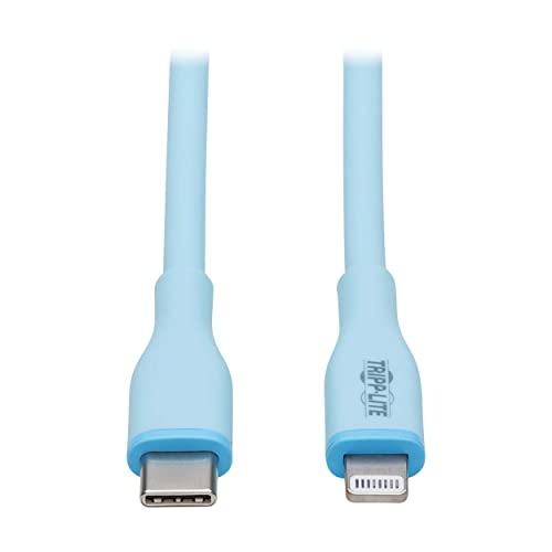 Tripp Lite Safe-IT USB-C to Lightning Charge Cable for iPhone & iPad, Male-to-Male Cable, MFi Certified, Light Blue, 6 Feet / 1.8 Meters, 2-Year Warranty (M102AB-006-S-LB)