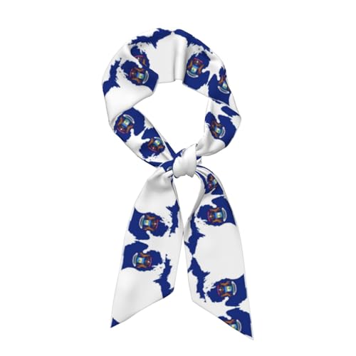 Michigan State Flag Map Print Scarf For Women Soft Silk-Like Scarves Silk Scarf Winter Scarf Clothing Accessories