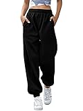 Love My Fashions Women's Joggers Plain Gym Sport Sweatpants Winters Tracksuit Jogging Bottoms Casual Baggy Pants Elastic Waist Cuffed Trousers with Pockets Black