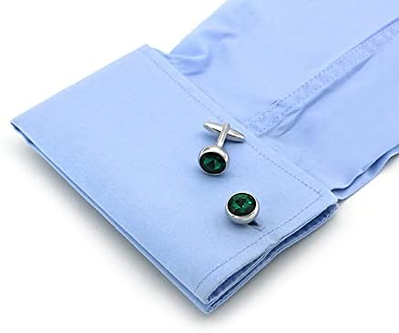 Mens Elegant Style Cuff Link Super Shiny Green Crystal Circular Cufflinks, Cuffs85, Medium - Image 5