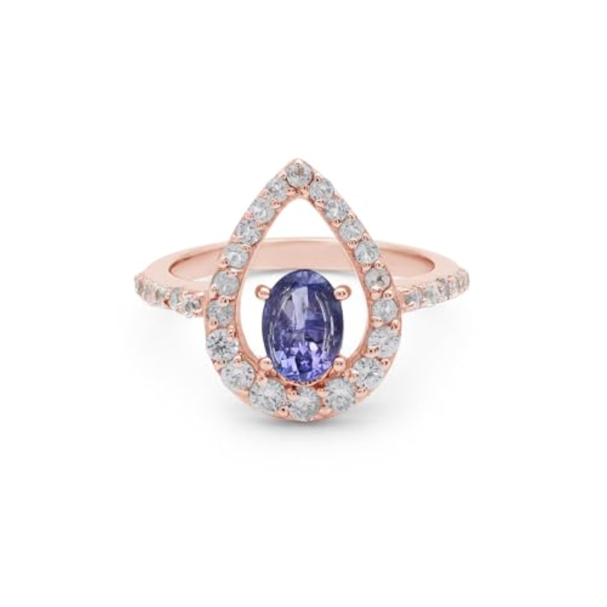 Women's Tanzanite White Topaz Solitaire Ring in 925 Silver