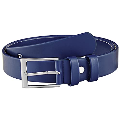 Sportmusies Women PU Leather Belt Solid Color Waist Belt for Ladies Dress Pin Polished Buckle Belt for Jeans Pants, Dark Blue
