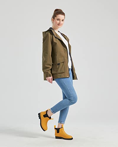 Jcrainsoul Short Rain Boots For Women, Waterproof Garden Shoes Chelsea Rainboots For Women, 4Mm Neoprene Rain Boots, Work, Anti-Slip Garden Shoes (Size 5-10) (A- Yellow & Black, Adult, Women, Numeric_8, Numeric, Us_Footwear_Size_System, Medium) #TOP5