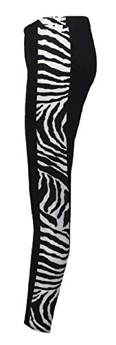 Hina Fashion Leggings con estampado de panel lateral para mujer, pantalones ajustados, pantalones estampados, Cebra, S-M