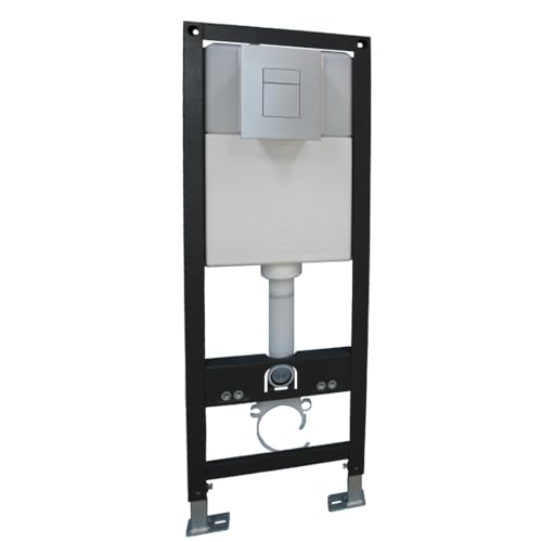 Durovin Bathrooms Modern Streamline Wall Hung Toilet Pan with 1.16M Concealed Cistern Frame (Only Cistern Frame)