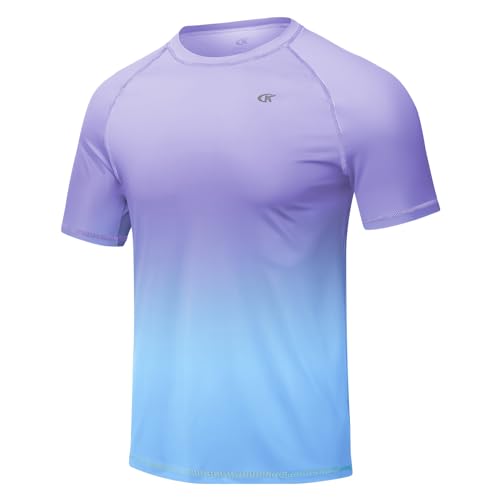 Huayuzh Herren UV Shirt Rashguard T-Shirt Schwimm Shirt Schnelltrocknend Leicht Atmungsaktiv Surfen Angeln Wandern Top