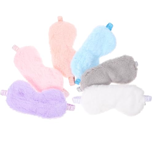 Operitacx 6個 ?兔毛遮光睡眠眼罩色 快適通気ソフト素材 な弾性バンド付き 男女兼用アイパッチ 睡眠質向上用アイマスク