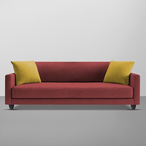 Image of Casaliving Dominic 3 Seater Sofa Set for Living Room (Maroon Fabric) Premium Fabric Sofa