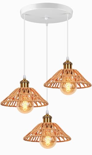 PETITES ECREVISSES Suspension Lustre Industrielle 3 Lampes Luminaire Plafonnier Vintage Lustre Abat-Jour Ø22 cm en Métal de douille E27 Lampe Rétro pour...