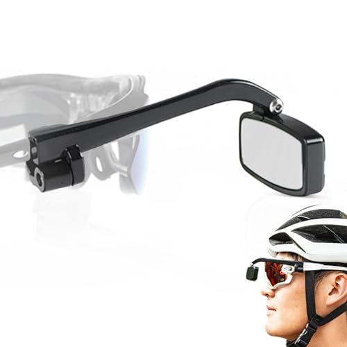 equlup Bike Rear View Glasses, Mini Helmet Rearview ABS Rear View Glasses Riding Mirror Multi Angle Adjustable View Glasses Universal Rearview for Bicycle