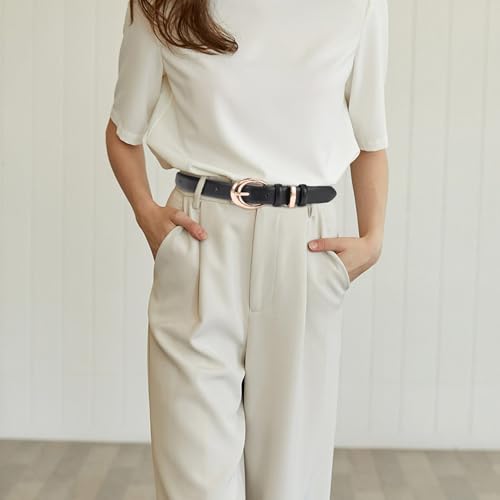 3 Pack Women Faux Leather Belt for Jeans Pants Ladies Skinny Dress Waist Belt with Gold Buckle2