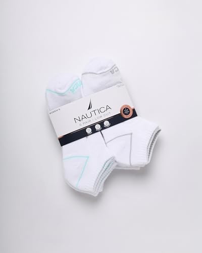 Image of Nautica Womens Low Cut Socks - 6 Pack Soft Stretch Breathable Mesh Cushioned Athletic Performance No Show Socks for Women