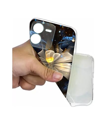 Image of Art Flower Design Printed Silicon Soft TPU Back Case Cover for iQOO Z9 5G, Black