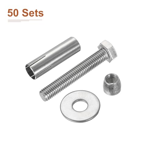 Image of DTGN M10 x 60 Hex Expansion Bolts - 30Pack - Good for Concrete Dry Brick Block Walls - 304 Stainless Steel - Silver