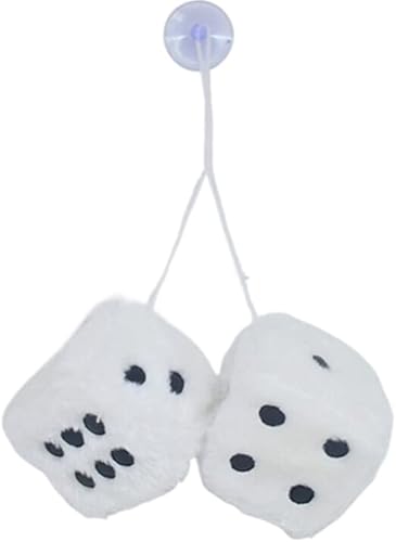 1 par de dados retro con puntos difusos para colgar en el espejo del automóvil, dados cuadrados cúbicos de felpa para espejo retrovisor automático