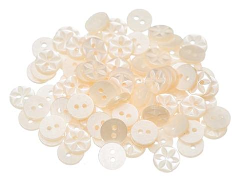 Simply Sew Crafty™ - 100 x Star Baby Buttons - 11mm, 14mm or 17mm - Pink Blue Lemon Mint White Lilac Cream (Cream, 14mm)