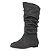 SCARPE VITA Damen Schlupfstiefel Warm Gefütterte Stiefel Basic Wildleder-Optik Schuhe Flache Slouch Boots 152414 Grau Grau 41