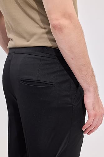 Image of SNITCH Black Gurkha Slim Fit Adjustable Buckle Trousers