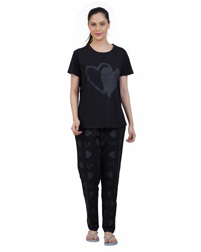 Image of Women's Premium Cotton Print Night Suits - Comfortable & Stylish Pajama Set with Pockets