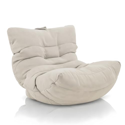 Aiire Puff Salon de Lujo Infantil - Sofa Puf Moderno de Diseño - Modelos de Puffs o Bean Bag Chair con Relleno Incluido para NIños o Decoracion Habitacion Juvenil Beige