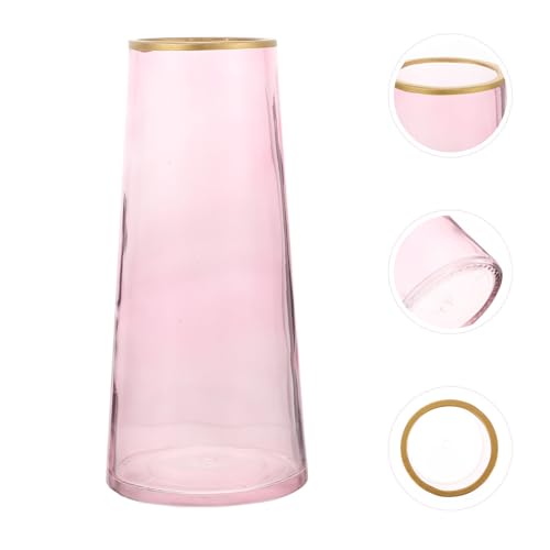 Jarrón de vidrio rosa con diseño simple y acabado premium pulido 7