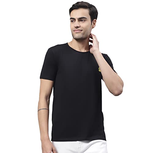 Image of Mack Jonney Men Round Neck Cotton Solid Regular Fit T-Shirt-T Anthraa 01-P