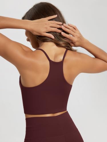 Image of ODODOS Halter Sports Bra for Women Non Padded Strappy Cropped Tops Workout Yoga Crop