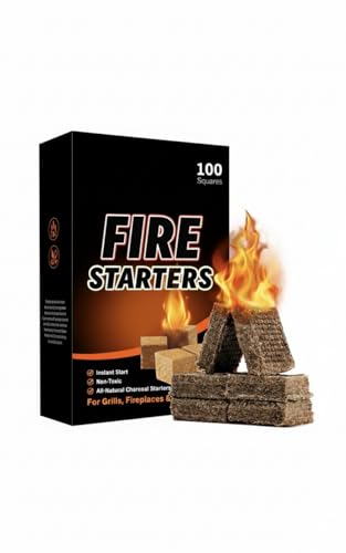 Wood Fire Starters,(100 Cubes) Fireplace,Camping Charcoal Starter,Grill BBQ,Chimney,Wood Stove Campfires Fire Pit. Fatwood Sticks. Camp Firestarter, Fire Tools, Fire Starter Outdoor-Indoor-Travel