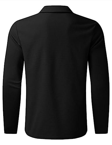 PICKLION Men Casual Lightweight Jackets Laydown Collar Zipper Closure Solid Color Long Sleeve Waffle Jackets4