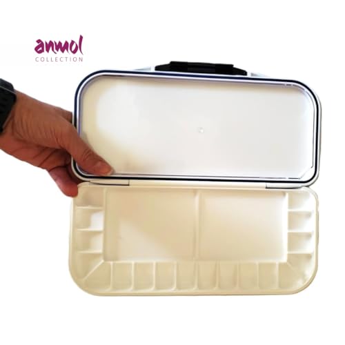 Image of ANMOL Art & Frames Artists' AIRTIGHT Palette 20 Wells for Watercolour and Gouache with a Removable Clear Tray
