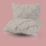 Picture of eBeddy Linens King Pillow Shams Set Pintuck Silver Grey 100% Microfiber Envelope Closure 20x36 Inch 800-TC Decorative Bed Pillow Cover Pack of 2, Soft Cozy & Breathable