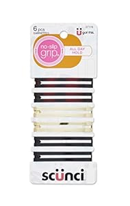 Scunci No-Slip Grip Open Center Stay Tight Barrettes, Assorted Colors, 6-Count
