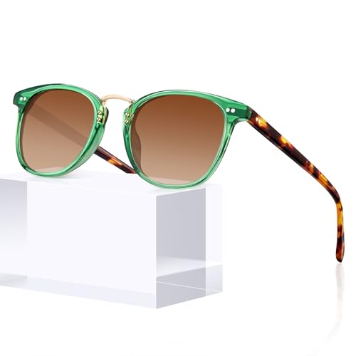 CARFIA Fashion Acetate Polarized Womens Sunglasses Small Face Retro Metal