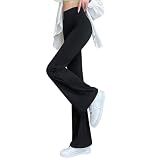 [ROKUA] サメレギンス 950 フレア レギンスパンツ レディース ハイウエスト 伸縮 美脚 ブーツカット 吸汗速乾 3タイプ（無起毛/裏起毛/ロング丈）M L XL (JP, アルファベット, XL, A, ブラック)