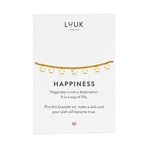 LUUK LIFESTYLE Modernes Edelstahl Armband für Damen mit Anhänger, Geschenkidee mit Spruchkarte, filigraner Freundschafts Schmuck, wasserfest & alltagstauglich, Sterne, gold LUUK LIFESTYLE Modernes Edelstahl Armband für Damen mit Anhänger, Geschenkidee mit Spruchkarte, filigraner Freundschafts Schmuck, wasserfest & alltagstauglich, Sterne, gold