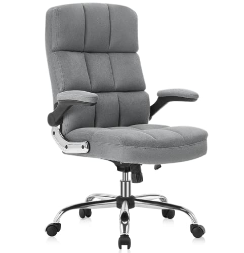 Yamasoro High Back Grey Velvet Fabric Office Chair Home Office Desk Chairs With Wheels And Arms Comfortable Ergonomic Desk Chair For Adults #TOP28