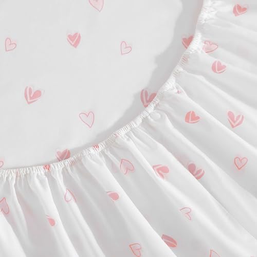 Image of Poppy & Fritz - Full Size Sheet Set, 100% Long-Staple Percale Cotton Bedding, Crisp & Cool, Deep Pockets, Bed Sheets with Matching Fitted Sheet & Pillowcases (Sweet Heart Pink)
