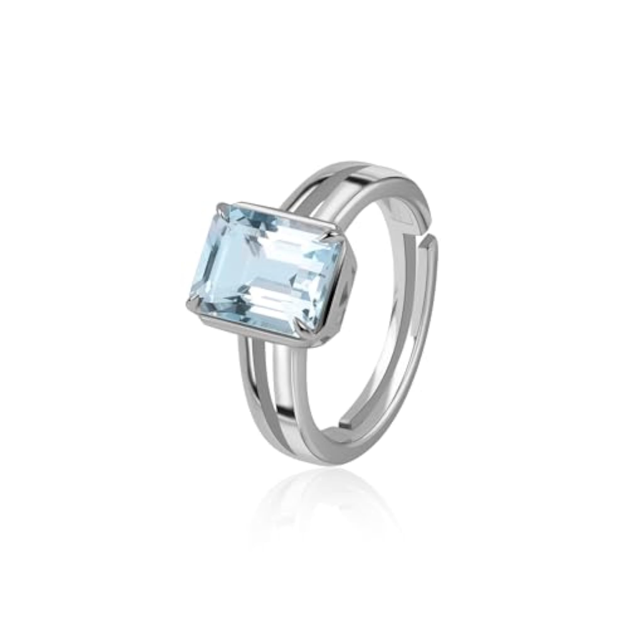 Women's Adjustable Blue Topaz Statement Ring, Gift for Her