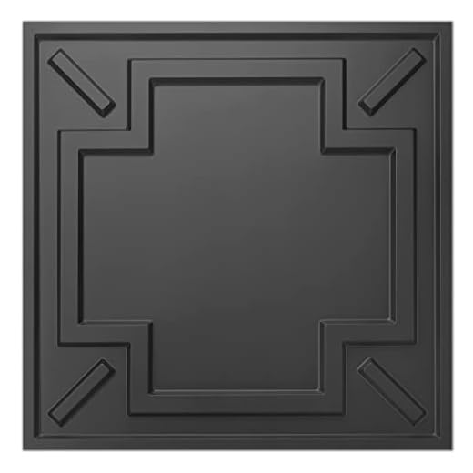 Art3d Decorative Drop Ceiling Tile 2"x2", Glue-up 3D Textured Ceiling Panel, Plastic Sheet in Black(48 Pack)