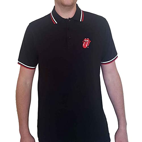 The Rolling Stones Polo Shirt Classic Tongue Band Logo Nouveau Officiel Homme Size M