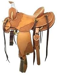 Western Horse Saddle Wade Tree A Fork Ranch Roping Work Handmade Tooled Carved Premium Leather Equestrian Trail Horse Saddle for Horse Riding Size: 10-18 inches Seat, OS208