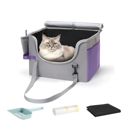 pidipiti Portable Leakproof Tall-Side cat Litter Box with Zipped lid Collapsible for car Travel and Hotel for 1 Medium cat