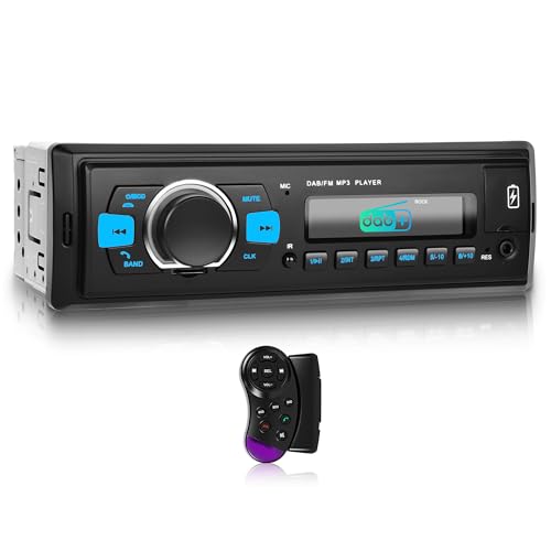 DAB/DAB+ Car Stereo 1 Din Car Radio Single Din Stereo with FM Radio Bluetooth 4.2 Hands-Free Call/Music, USB/AUX Play Steering wheel control EQ