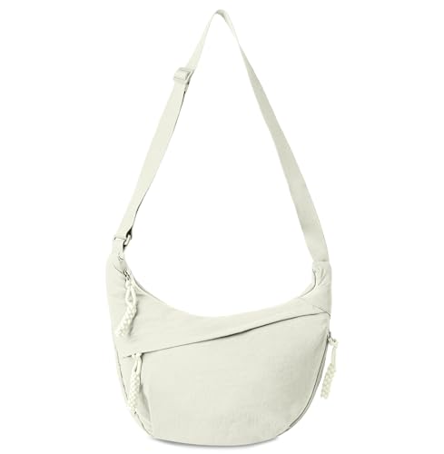 Nylon Crescent Crossbody Bag Hobo Bag for Women Men, Small Dumpling Shoulder bag with Adjustable Strap, Casual Sling Bag